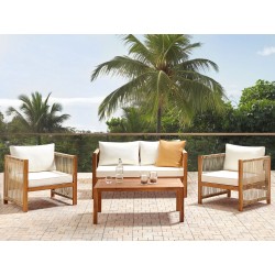 Zestaw ogrodowy ze stolikiem dla 4 osób ANTRIA Drewno akacjowe Beżowy