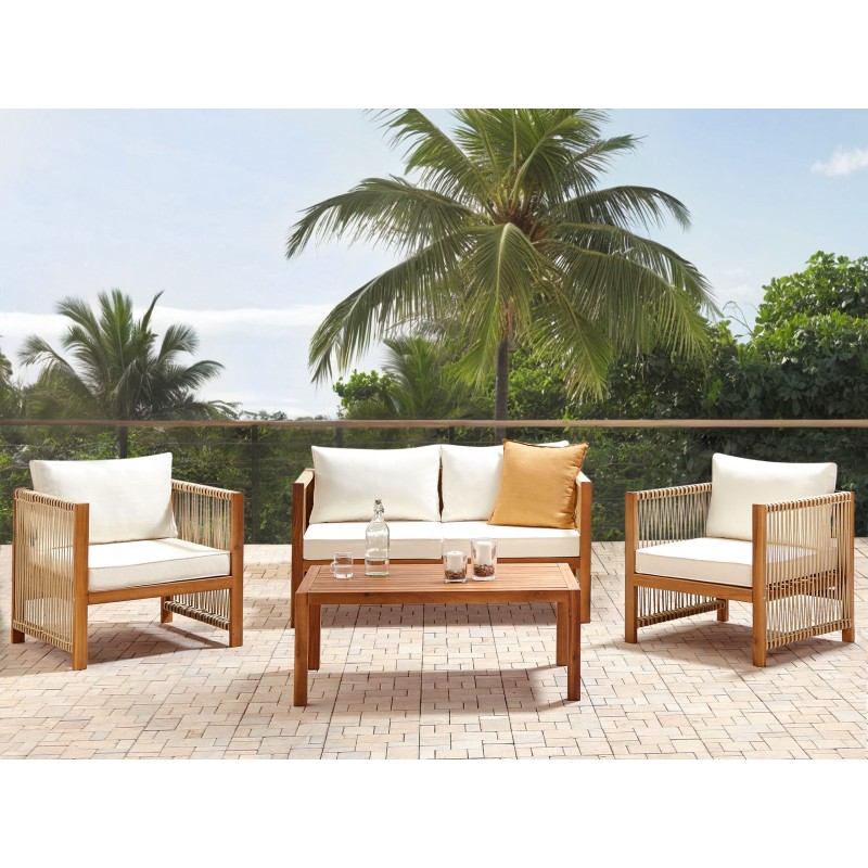 Zestaw ogrodowy ze stolikiem dla 4 osób ANTRIA Drewno akacjowe Beżowy