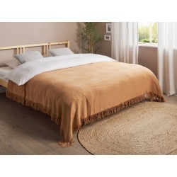 Narzuta na łóżko YERBENT Bawełna 200 x 220 cm Złoty brąz