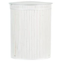 Kosz bambusowy z pokrywką biały BADULLA