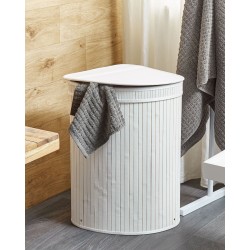 Kosz bambusowy z pokrywką biały BADULLA