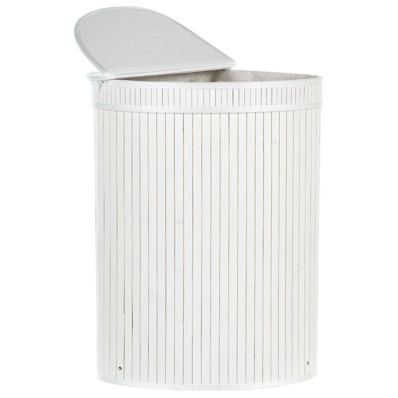 Kosz bambusowy z pokrywką biały BADULLA