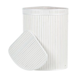 Kosz bambusowy z pokrywką biały BADULLA