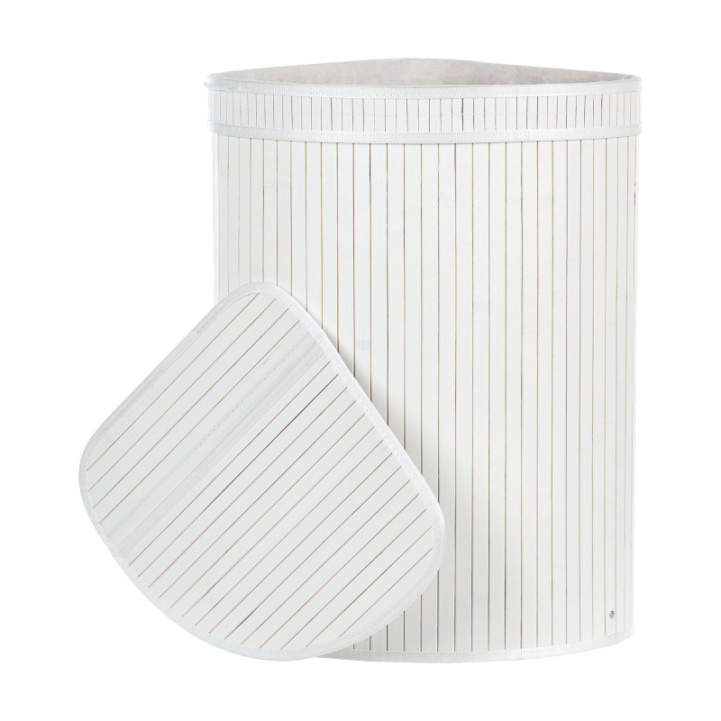 Kosz bambusowy z pokrywką biały BADULLA