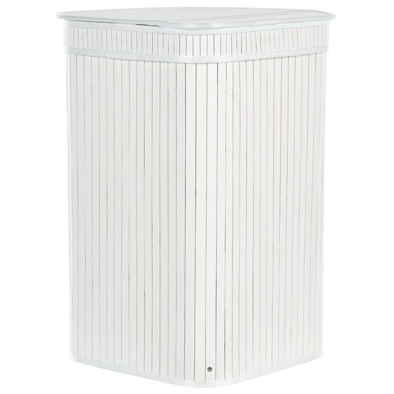 Kosz bambusowy z pokrywką biały BADULLA