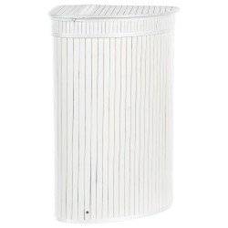 Kosz bambusowy z pokrywką biały BADULLA