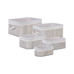 Zestaw 5 koszy TALPE Drewno bambusowe Szary