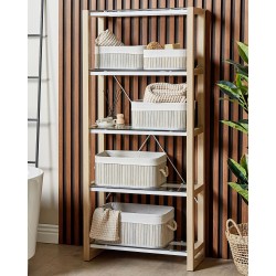 Zestaw 5 koszy TALPE Drewno bambusowe Szary