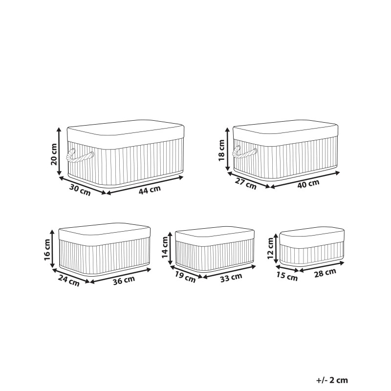 Zestaw 5 koszy TALPE Drewno bambusowe Szary