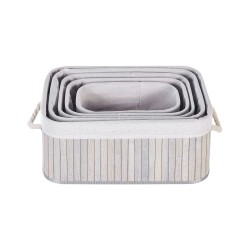 Zestaw 5 koszy TALPE Drewno bambusowe Szary