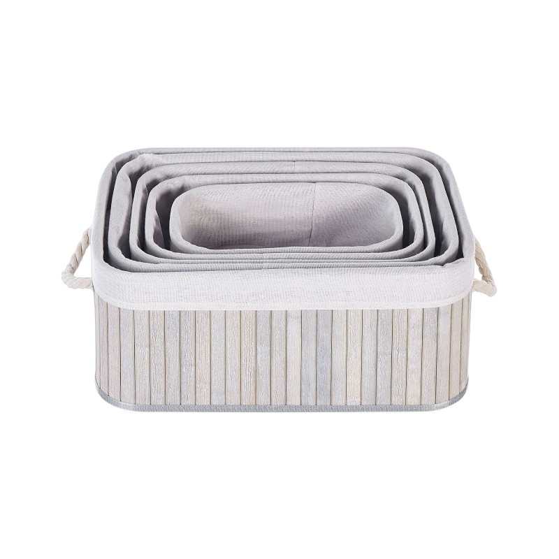 Zestaw 5 koszy TALPE Drewno bambusowe Szary