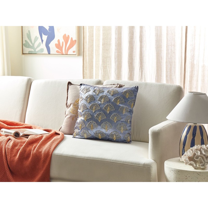 Poduszka dekoracyjna PANDOREA Welur 45 x 45 cm Fioletowy Wzór geometryczny