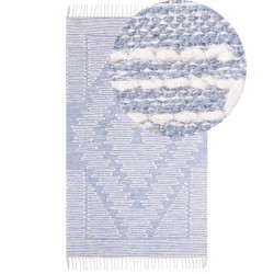 Dywan bawełniany 80 x 150 cm niebiesko-biały ANSAR