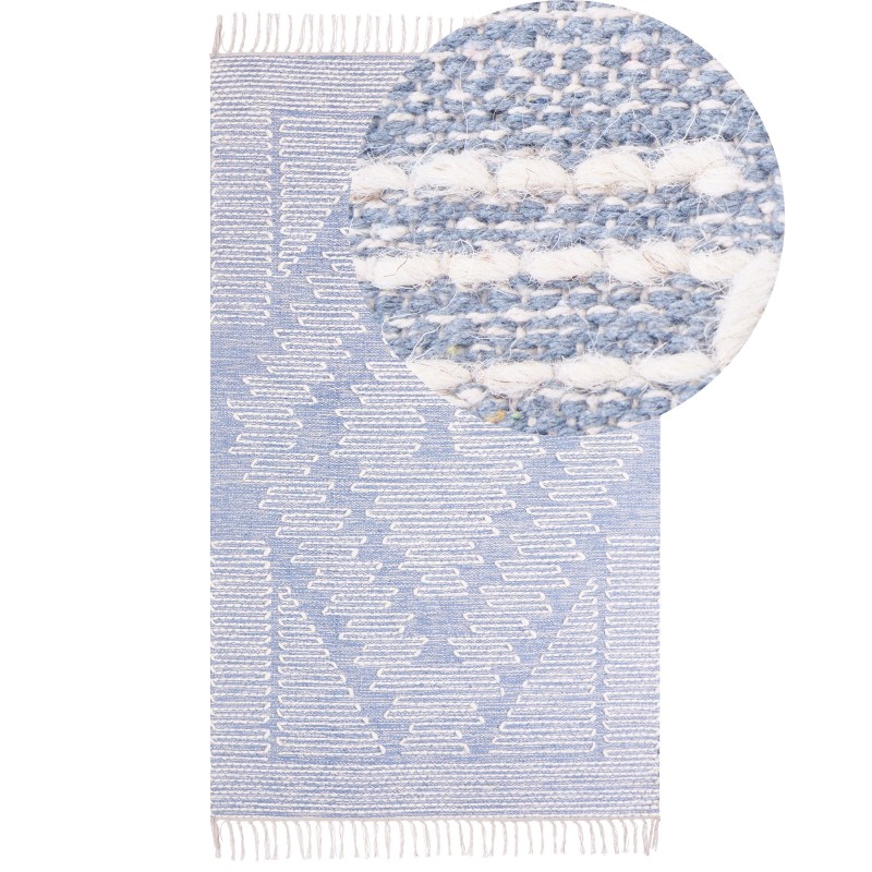 Dywan bawełniany 80 x 150 cm niebiesko-biały ANSAR