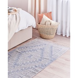 Dywan bawełniany 80 x 150 cm niebiesko-biały ANSAR