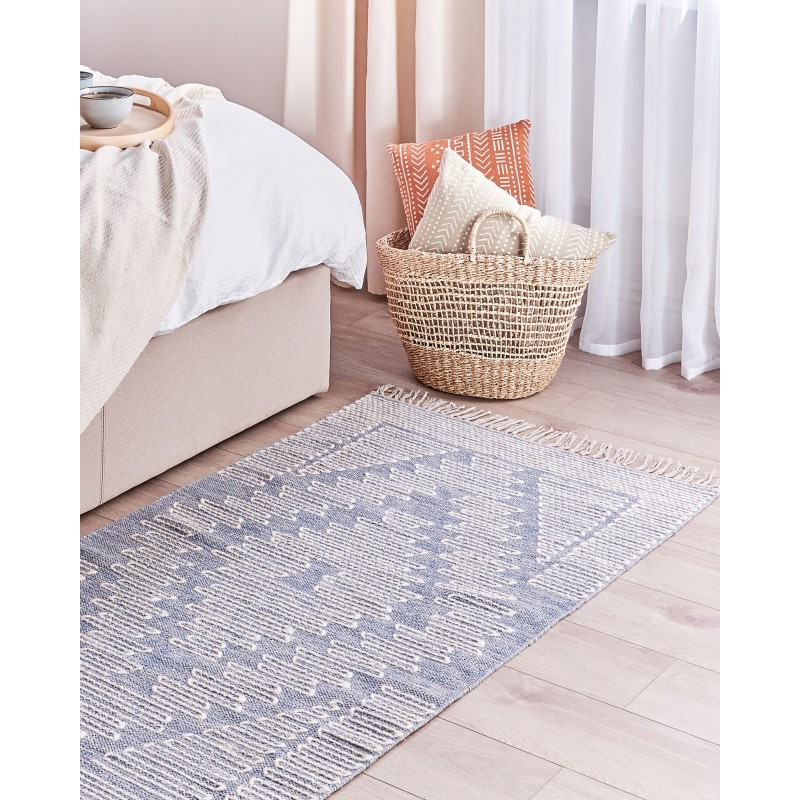 Dywan bawełniany 80 x 150 cm niebiesko-biały ANSAR