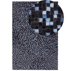 Dywan skórzany 160 x 230 cm brązowo-niebieski IKISU