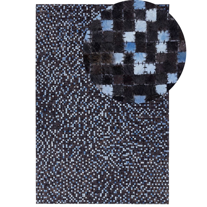 Dywan skórzany 160 x 230 cm brązowo-niebieski IKISU