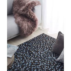 Dywan skórzany 160 x 230 cm brązowo-niebieski IKISU