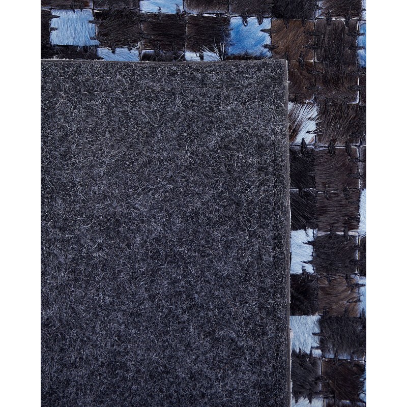 Dywan skórzany 160 x 230 cm brązowo-niebieski IKISU