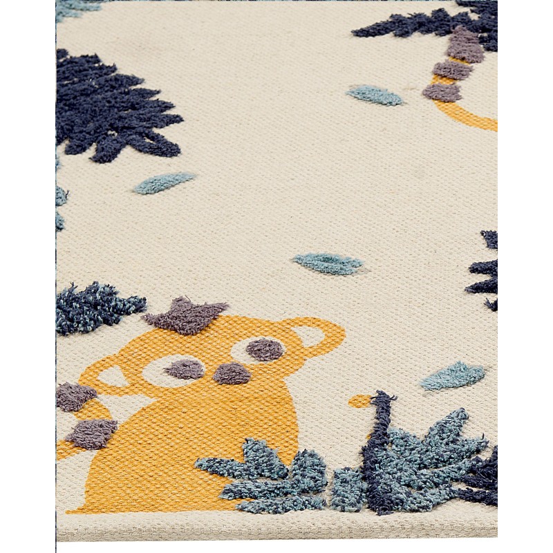 Dywan dziecięcy bawełniany w zwierzęcy wzór 80 x 150 cm wielokolorowy NAIBOS