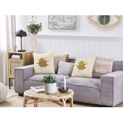 Zestaw 2 poduszek dekoracyjnych DAVALLIA 45 x 45 cm Beżowy Wzór roślinny