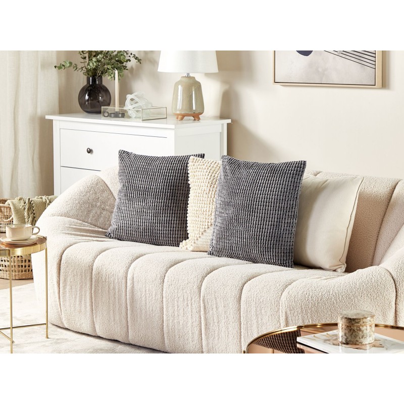 Zestaw 2 poduszek dekoracyjnych ASPIDISTRA Welur 45 x 45 cm Szary Wzór geometryczny