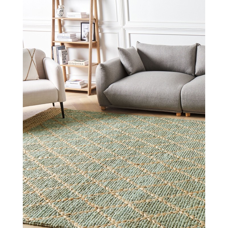 Dywan z juty 200 x 300 cm zielony z beżowym TELLIKAYA