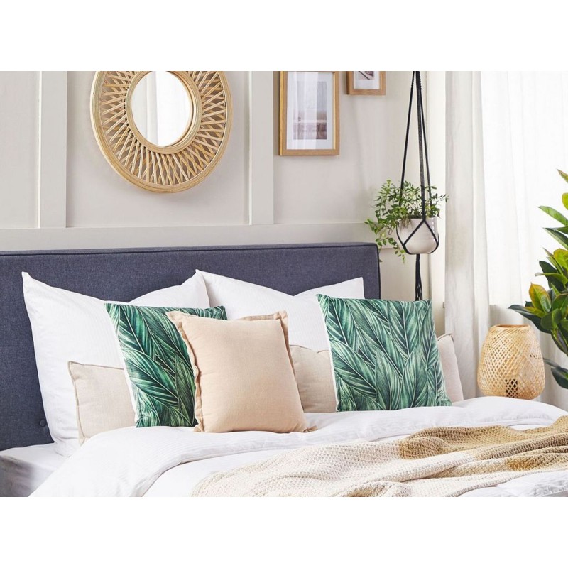 Zestaw 2 poduszek dekoracyjnych DIASCIA Welur 45 x 45 cm Zielony Wzór roślinny