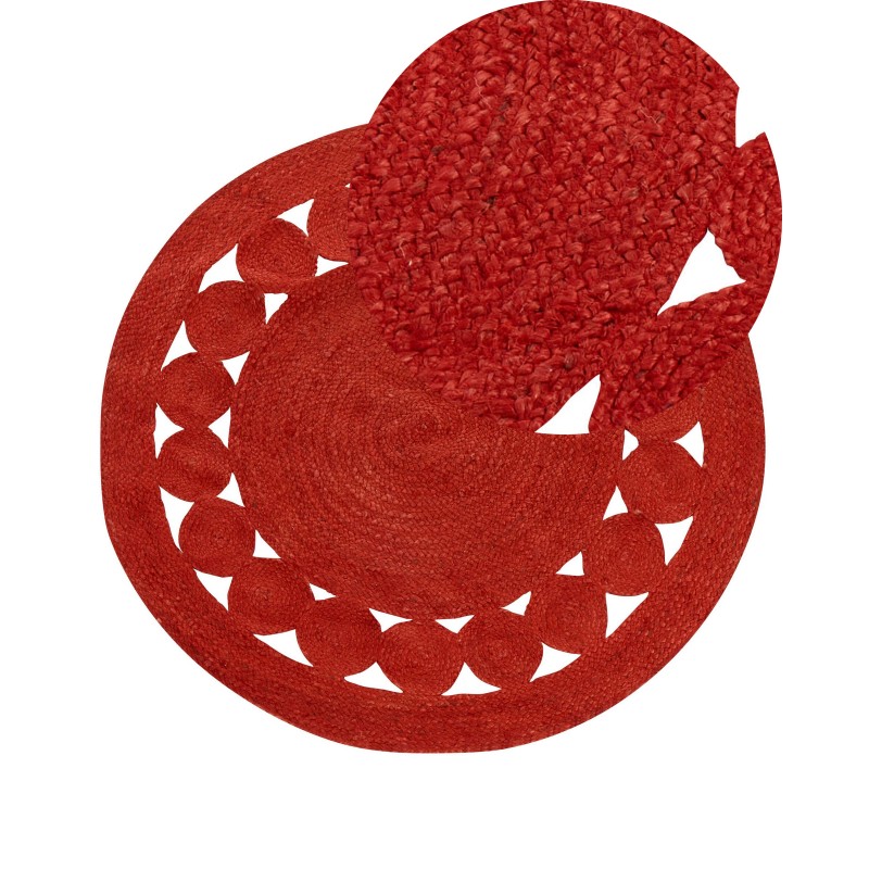 Dywan okrągły z juty ø 120 cm czerwony KOYUNLU