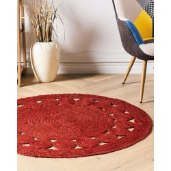 Dywan okrągły z juty ø 120 cm czerwony KOYUNLU