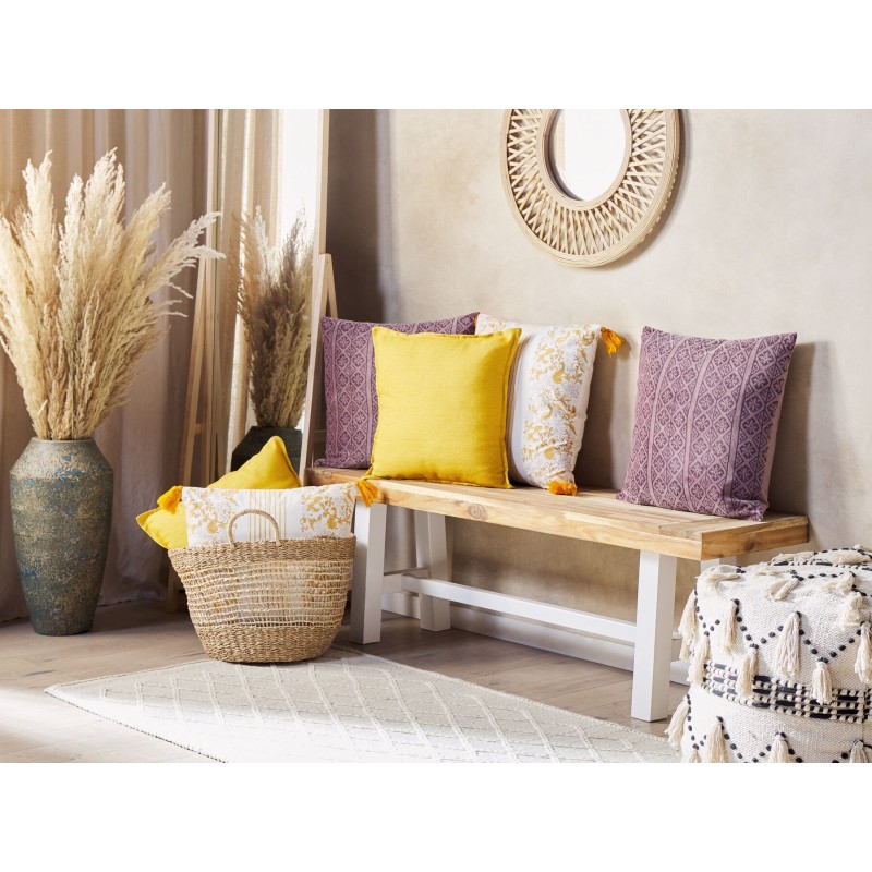 Zestaw 2 poduszek dekoracyjnych SILYBUM Welur 45 x 45 cm Różowy Wzór geometryczny