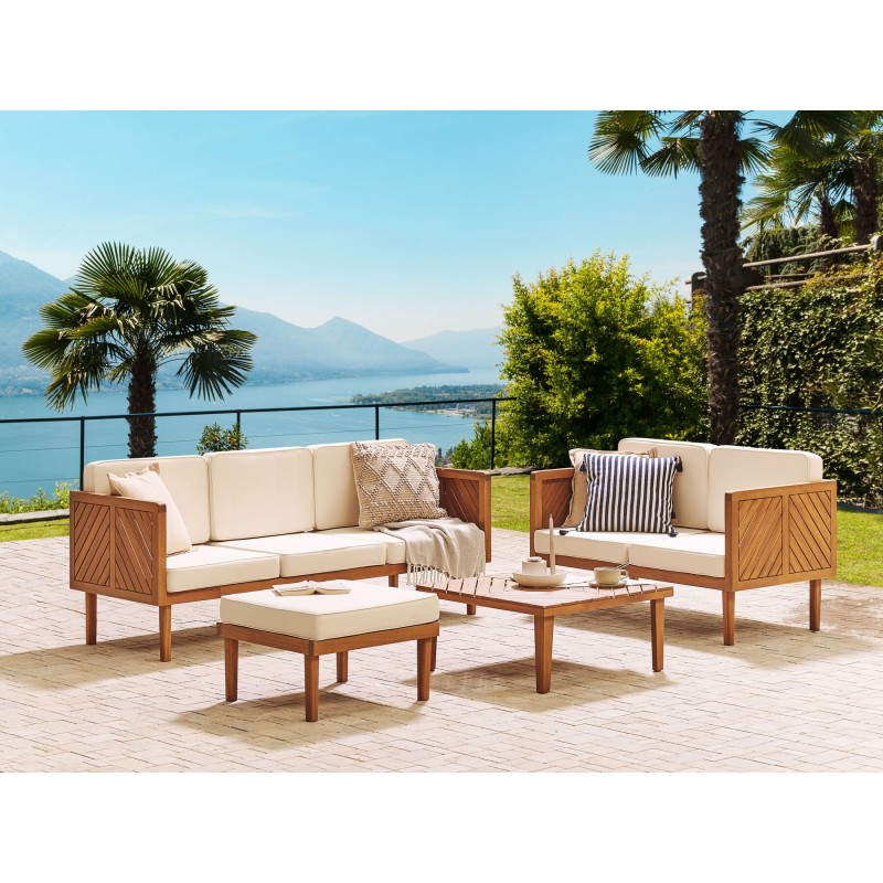 Zestaw ogrodowy ze stolikiem i otomaną dla 5 osób BARATTI Drewno akacjowe Brązowy