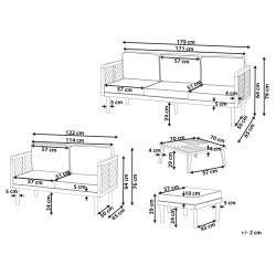 Zestaw ogrodowy ze stolikiem i otomaną dla 5 osób BARATTI Drewno akacjowe Brązowy
