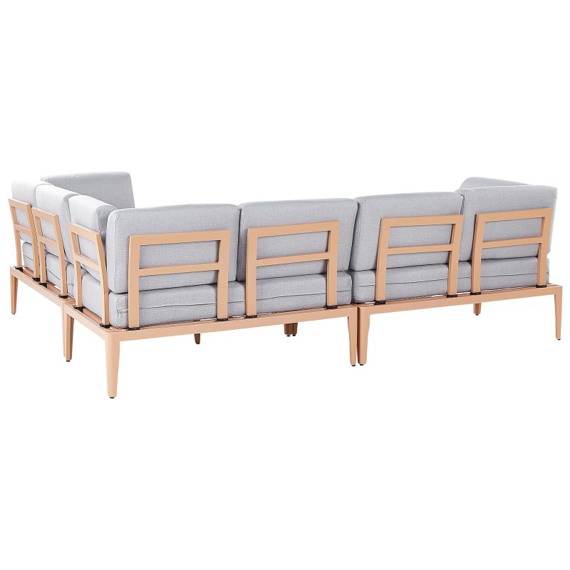 Narożnik ogrodowy ze stolikiem dla 6 osób RIMA III Lewostronny Modułowy Metal Szary