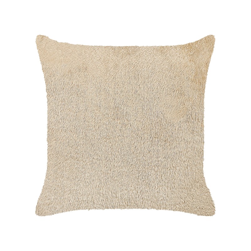 Poduszka dekoracyjna PILEA Sztuczne futro 45 x 45 cm Beżowy Jednolity
