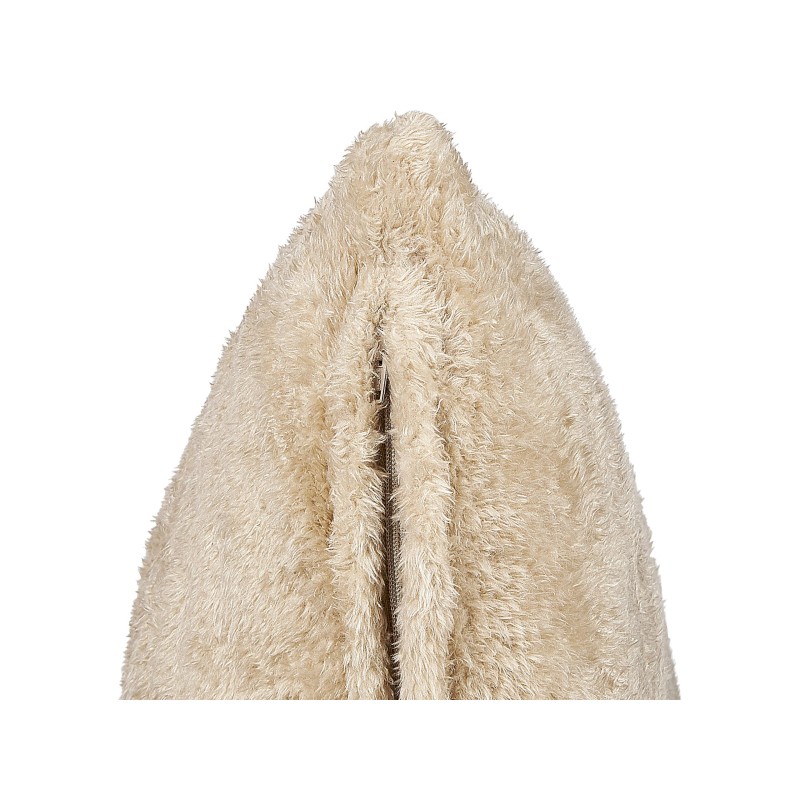 Poduszka dekoracyjna PILEA Sztuczne futro 45 x 45 cm Beżowy Jednolity