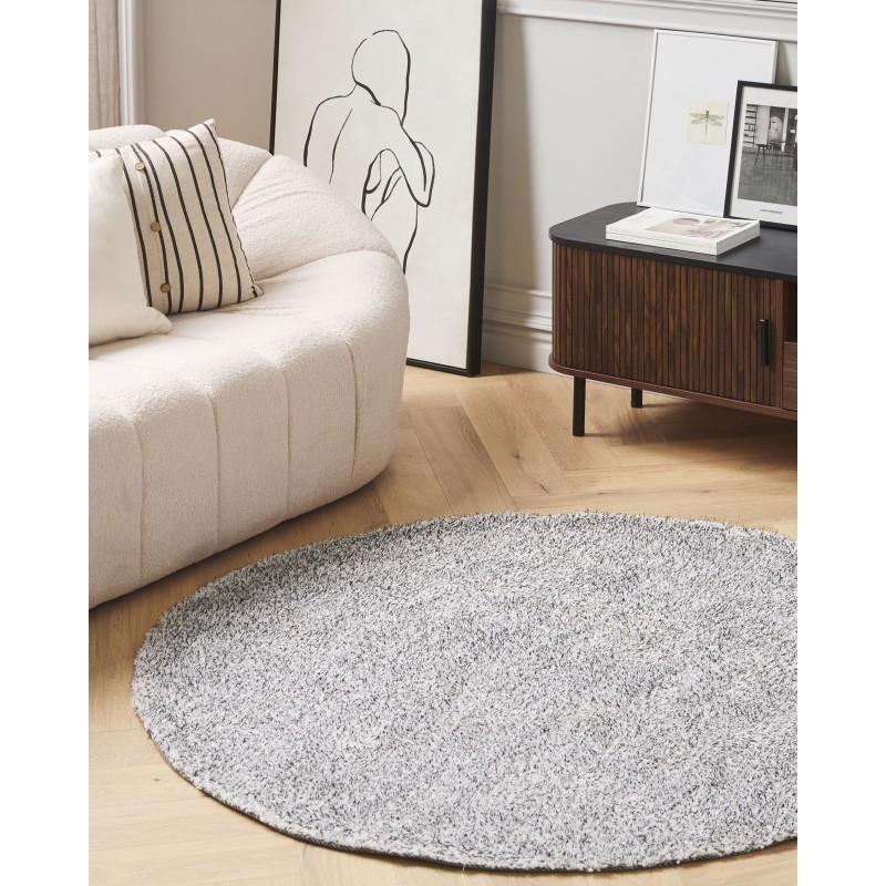 Dywan shaggy okrągły ⌀ 140 cm szary melanż DEMRE