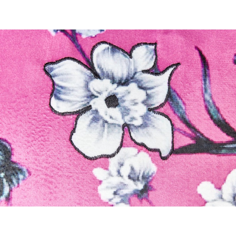 Zestaw 2 poduszek dekoracyjnych KOELERIA Welur 45 x 45 cm Fuksja Wzór kwiatowy