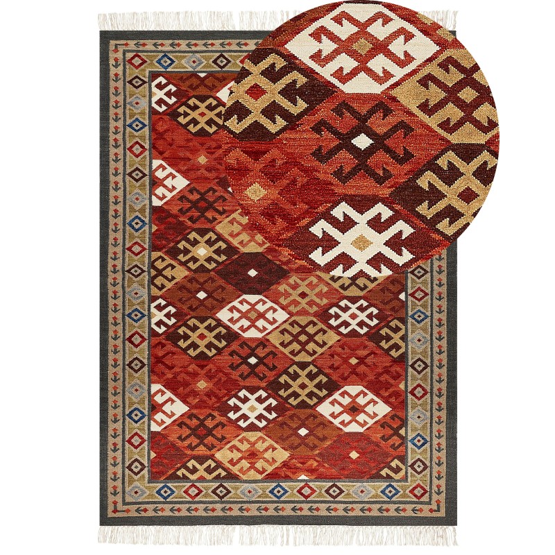 Dywan wełniany kilim 200 x 300 cm wielokolorowy URTSADZOR
