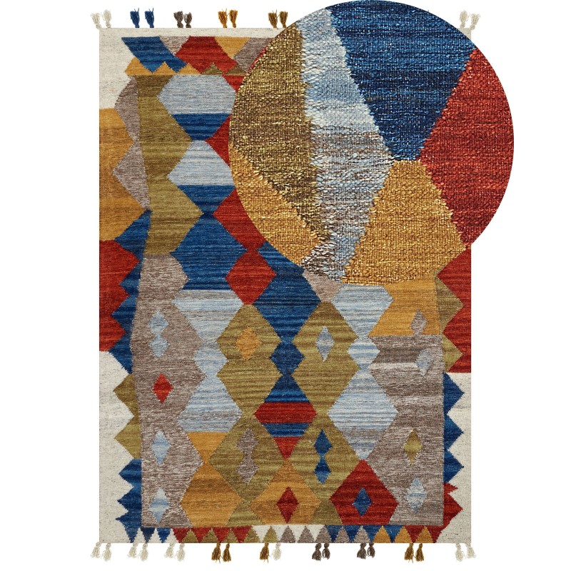 Dywan wełniany kilim 160 x 230 cm wielokolorowy ARZAKAN