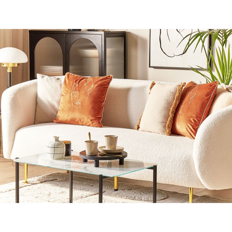 Zestaw 2 poduszek dekoracyjnych CROCUS Welur 45 x 45 cm Pomarańczowy Wzór abstrakcyjny