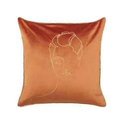 Zestaw 2 poduszek dekoracyjnych CROCUS Welur 45 x 45 cm Pomarańczowy Wzór abstrakcyjny