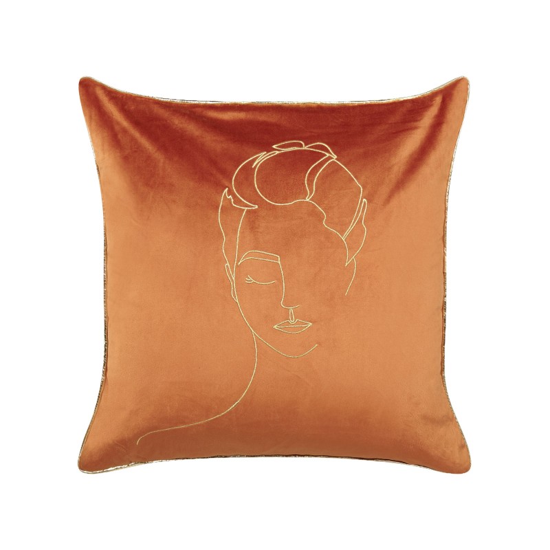 Zestaw 2 poduszek dekoracyjnych CROCUS Welur 45 x 45 cm Pomarańczowy Wzór abstrakcyjny