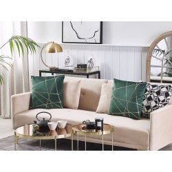 Zestaw 2 poduszek dekoracyjnych PINUS Welur 45 x 45 cm Ciemnozielony Wzór geometryczny