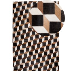 Dywan patchwork skórzany 140 x 200 cm brązowy ALPKOY