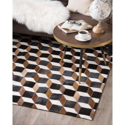 Dywan patchwork skórzany 140 x 200 cm brązowy ALPKOY