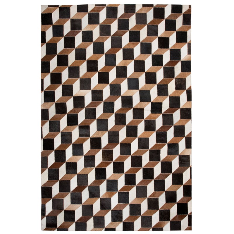 Dywan patchwork skórzany 140 x 200 cm brązowy ALPKOY