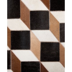 Dywan patchwork skórzany 140 x 200 cm brązowy ALPKOY