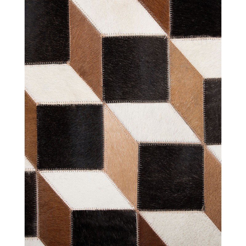 Dywan patchwork skórzany 140 x 200 cm brązowy ALPKOY